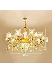 Đèn chùm ROSIT phong cách Châu Âu trang trí nội thất hiện đại, sang trọng loại 15 tay - kèm bóng LED chuyên dụng.