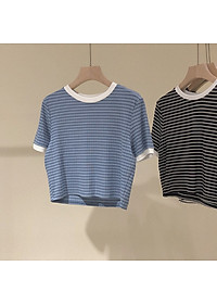 áo thun ngắn croptop sọc ngang mềm mịn cute