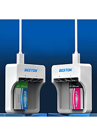 Bộ sạc pin 9V Beston M7023L có tính năng sạc nhanh, tự ngắt khi đầy, đèn báo thông minh dùng cho micro, đồng hồ vạn năng