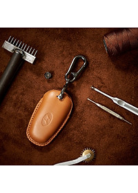 Bao Da Chìa Khóa Ô Tô Handmade Hyundai Santafe 2021 4 nút da bò thật - hàng chính hãng