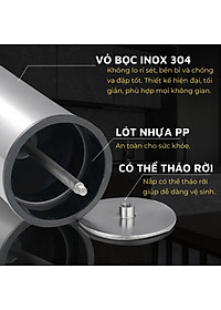Lọ đựng tăm inox 304 DandiHome nắp bấm đóng mở hoàn toàn kín