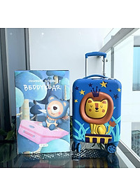 Vali Kéo Cho Trẻ Em BeddyBear - Size xách tay lên máy bay 17 inch - họa tiết Dập nổi 3D Sư Tử - Bánh xe đôi xoay 360 độ - Cần kéo hợp kim nhôm cao cấp - Bảo hành chính hãng 2 năm