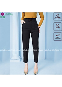 Quần baggy nữ Hiền Trần BOUTIQUE cạp cao vải Vitex cao cấp quần công sở 4 cúc bấm sang trọng thanh lịch