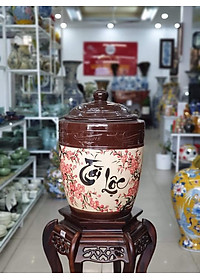 Hũ đựng gạo tài lộc hình con hạc gốm sứ Bát Tràng loại 30Kg