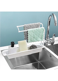 Kệ Nhựa Dài Gấp Gọn Điều Chỉnh Được Kích Thước Phù Hợp Với Bồn Rửa Chén Nhà Bạn , Có Giá Treo Khăn- Chính Hãng GROFA 