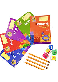 Sách : Combo Chuẩn Bị Cho bé Vào Lớp 1 ( Túi 5 Cuốn +Tặng 1 Cây Viết Chì +1 Gôm + 1 Chuốt)