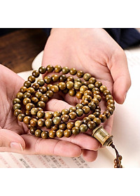 VÒNG CHUỖI 108 HẠT GỖ ĐÀN HƯƠNG XANH 8mm PHỐI KINH LUÂN KHẮC LỤC TỰ OM MANI