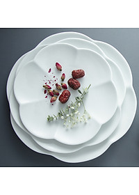 Đĩa hoa đào màu trắng cao cấp Sứ Long Phương