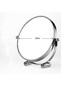 Gương trang điểm phóng đại 3 lần, xoay 360 độ, 2 mặt siêu nét, để bàn, Inox 304, Size 18cm, 20cm, Minh House G31