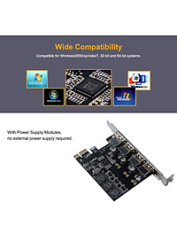 Four Ports USB 3.0 Super Fast 5Gbps PCI-E Expansion Card PCI Express Adapter Converter Card 6A Power Supply Module For - Black