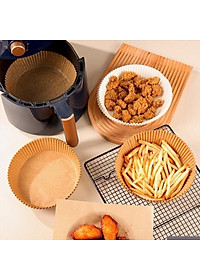 (LOẠI XỊN CÓ HỘP NHỰA ĐỰNG) Hộp 50 tờ giấy nến vàng cắt sẵn hình tròn khuôn bánh dùng để lót nướng, giấy lót nồi chiên, làm bánh