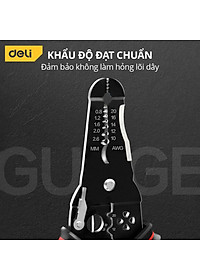 Kìm Bấm Dây Điện Đa Năng Deli - Kết hợp uốn, cắt, bấm, tách dây - Chất liệuThép Cao Cấp, Điều Chỉnh Lực Tuốt Dây Dễ Dàng