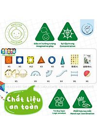Bộ xếp hình nam châm kính MAGNETIC BLOCKS - Đồ chơi tư duy cho bé 3+