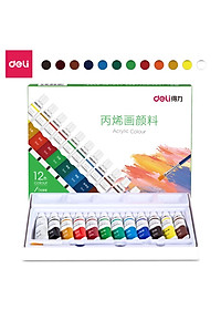 Màu Acrylic tuýp mini chuyên nghiệp Deli - 5ml/tuýp - Vẽ vải / Vẽ quần áo / Vẽ giày - 12/18/24 màu