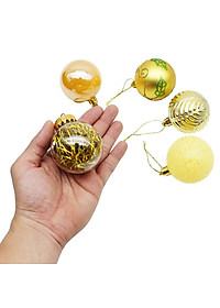 Hộp 16 Trái Châu Trang Trí Giáng Sinh - LK16-G17 - Màu Vàng Gold