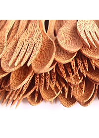Bộ Muỗng, thìa, dĩa ONGTRE bằng gỗ Dừa tự nhiên thân thiện môi trường