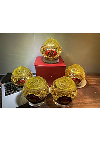 Bát Tụ Bảo vàng lá Thần Tài đế thủy tinh 12cm phong thủy - sung túc chiêu Tài đón Lộc