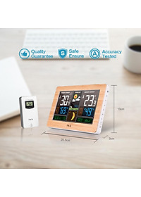 Đồng hồ đa chức năng không dây FanJu, màn hình lớn, hiển thị thời gian, nhiệt độ, độ ẩm, tuần trăng…