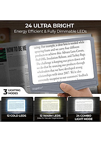 Kính lúp đọc sách cỡ lớn cao cấp Magnipros 1820GY+ST- FBA (5X, có đèn led 3 chế độ màu vô cấp để giảm mỏi mắt, có khung đỡ) (Hàng chính hãng)
