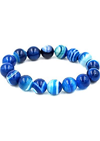 Vòng tay chuỗi hạt thạch anh xanh dương sọc 12 ly 16 hạt (192mm)