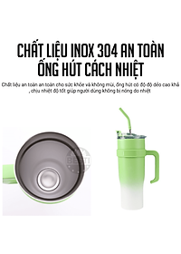 Ly Giữ Nhiệt Inox 304 Cao Cấp Besti - Tặng Kèm Ống Hút Không Gỉ, Ticker 3D, Bình Giữ Nhiệt Có Tay Cầm (1200ml) - Hàng Chính Hãng 