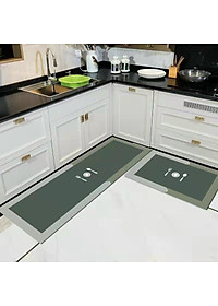 Combo Thảm Lót Sàn ,Thảm Nhà Bếp Siêu Mềm, Thấm Hút Nhanh Chất Liệu Silicon Chống Trơn Trượt (120 x 40cm và 60 x 40cm)