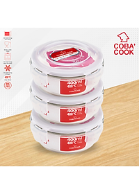 Bộ 3 hộp thủy tinh chịu nhiệt hình tròn dung tích 400ml COBACOOK- CCR43