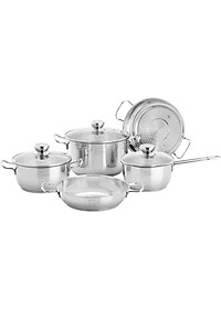 Bộ Nồi Inox 3 Đáy Gồm 3 Nồi 1 Chảo 1 Xửng Fivestar FS08CG1 - Hàng Chính Hãng