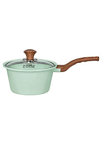 [Dùng Mọi Loại Bếp]Bộ 2 nồi và 1 quánh đúc đáy từ men chống dính ceramic  Greencook màu xanh ngọc và màu hồng ( chọn phân loại) gồm quánh size 18cm, nồi 20 và 24cm- hàng chính hãng