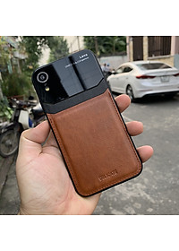 Ốp lưng da kính cao cấp dành cho iPhone XR - Màu vàng nâu - Hàng nhập khẩu - DELICATE