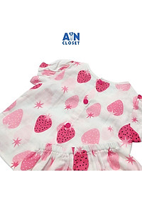 Bộ quần áo ngắn bé gái họa tiết Dâu hồng nơ xô sợi tre - AICDBGYHCPYZ - AIN Closet