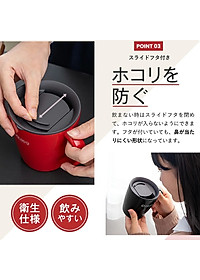 Cốc inox giữ nhiệt Cafe Mug 330ml có gioăng silicon  & nắp trượt chống tràn - Nội địa Nhật Bản