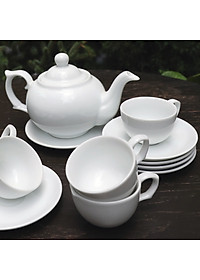 Bộ ấm bầu 2 mới trắng sứ Long Phương cao cấp dung tích 500ml