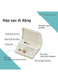Máy trợ thính siêu nhỏ lỗ tai, hộp sạc di động có đèn Mimitakara (JAPAN) UP-6SXX