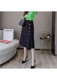 Chân Váy Công Sở New Design Dáng Chữ A Dài Qua Gối Hàng Thiết Kế Cao Cấp Chất Vải Tốt, Co Giãn Màu Đen CV0068