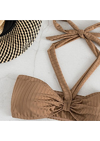 Bikini đồ bơi nữ 2 mảnh dây đeo cổ Bassi tam giác quần lọt khe