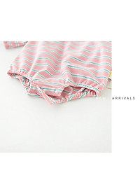 [121:H16] Body sọc ngang cổ thêu hoa và gấu hàng quảng châu đáng yêu cho bé gái