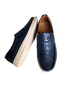 Giày mọi nam Trường Hải màu xanh lam bò da bò thật cao cấp không bong tróc đế cao su chống mòn không trơn GMTH097