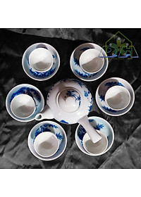 Bộ ấm chén men lam số 1 cỡ lớn gốm sứ Bát Tràng (bộ bình uống trà, bộ bình trà)