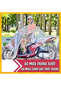 Áo Mưa Một Người Trong Suốt Có Nón Thời Trang, Nhựa EVA Sử Dụng Nhiều Lần MÀU VÀNG