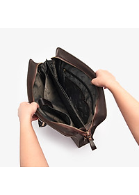 Cặp Da Nam Công Sở Túi Xách GENCE CTS08 Da Bò Cao Cấp Màu Nâu Có Dây Đeo Vai