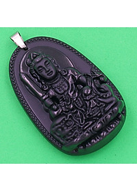 Mặt Phật Văn Thù Bồ Tát - thạch anh đen 3.6cm - tuổi Mão