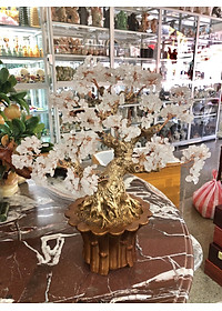 Cây Tài Lộc phong thủy đá thạch anh trắng - Cao 45 cm