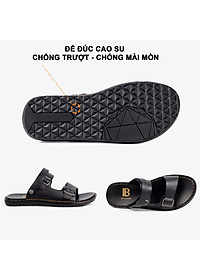 Dép nam quai ngang da bò Nappa cao cấp Bụi Leather E101 - Đế cao su đúc nguyên khối, chống trơn trượt