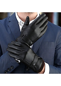 Găng tay nam mùa đông lót nỉ lông ấm áp lòng bàn tay chống trượt, cảm ứng điện thoại GTN2