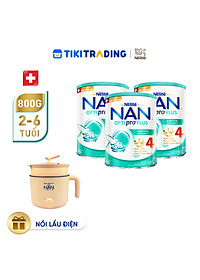 Bộ 3 lon Sữa bột NAN OPTIPRO PLUS 4 Nestle Bé 2-6 tuổi 800g/lon Giúp tiêu hóa tốt
