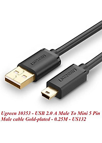Ugreen UG10353US132TK 0.25M màu Đen Cáp sạc truyền dữ liệu USB 2.0 sang MINI USB đầu mạ vàng - HÀNG CHÍNH HÃNG