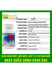 Viên uống sụn cá mập bổ khớp Nature Gift Shark Cartilage 750mg | Nhập khẩu chính hãng Mỹ