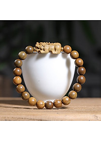 VÒNG TAY TỲ HƯU THU HÚT TÀI LỘC GỖ ĐÀN HƯƠNG XANH 8mm