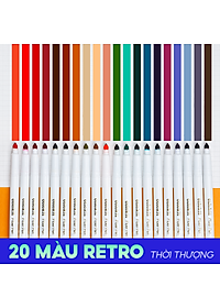 Bút lông màu Fiber Pen 20 màu Retro Thiên Long Colokit rửa được ngòi chóp viết nét thanh nét đậm SWM-C009